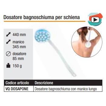 Dosatore bagnoschiuma per schiena