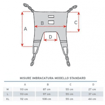 misure imbragatura standard sollevatore Vassilli